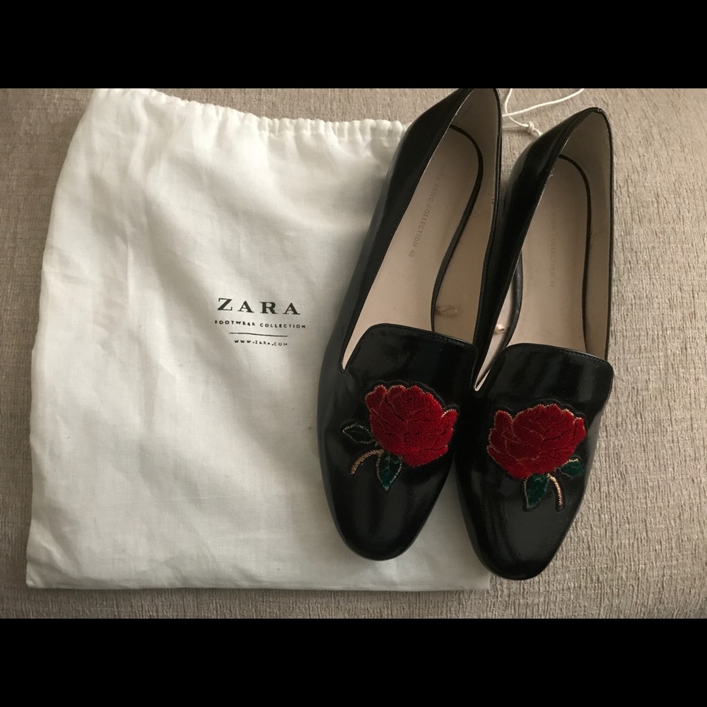 Zara Flats with Rose Detailing Size 39